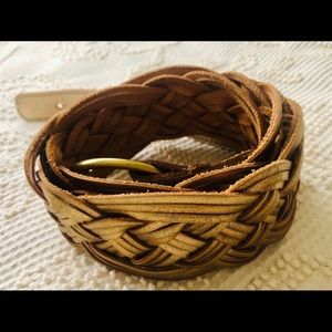 Gold Leather Braided Belt